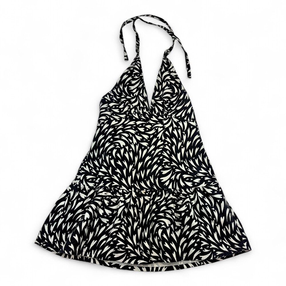 Free‎ People Halter Backless Ruffle Hem Mini Dress Black/White L - Picture 1 of 11